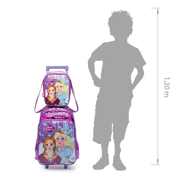Kit Mochila Lancheira + Estojo Infantil Escolar Reforçada Menina