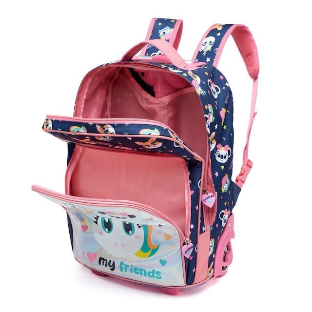 Kit Mochila Lancheira Estojo Rodinha Escolar Reforçada Viagem