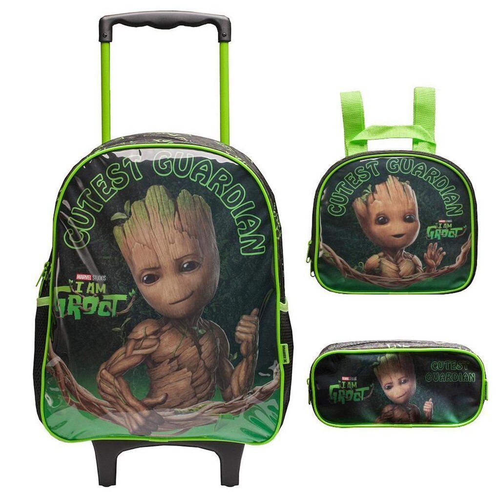 Kit Mochila Lancheira Estojo Xeryus Groot  X Preto e Verde