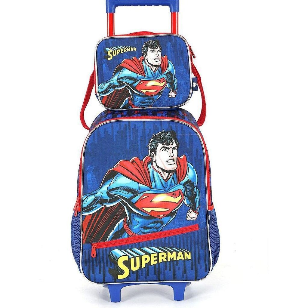 Kit Mochila Lancheira Luxcel SuperMan Azul Forte