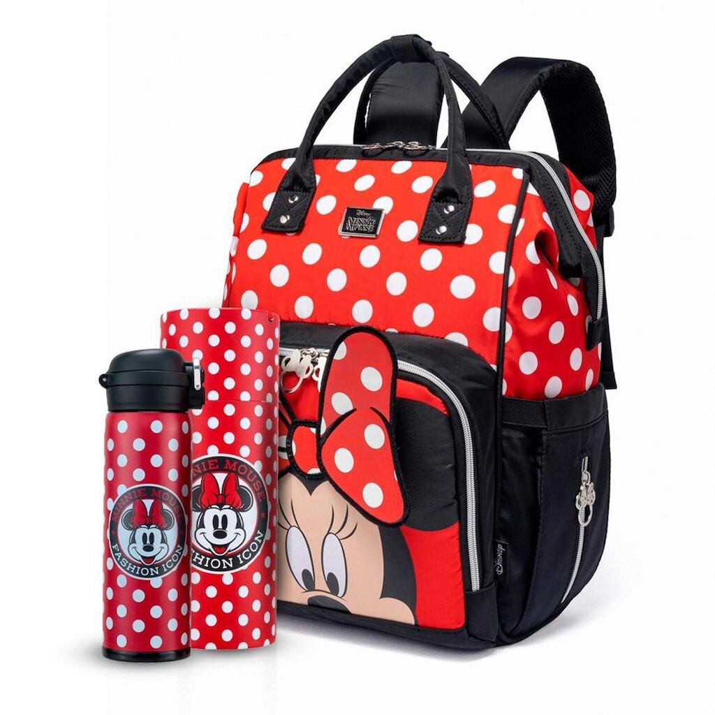Kit Mochila Maternidade Garrafa Minnie Resistente Disney