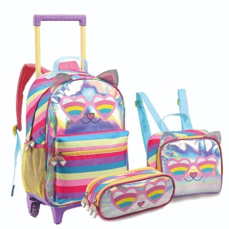 Kit Mochila Rodinha Escolar Lancheira Estojo Menina Gato em oferta na Shopee Kit Mochila Rodinha Escolar Lancheira Estojo Menina Gato