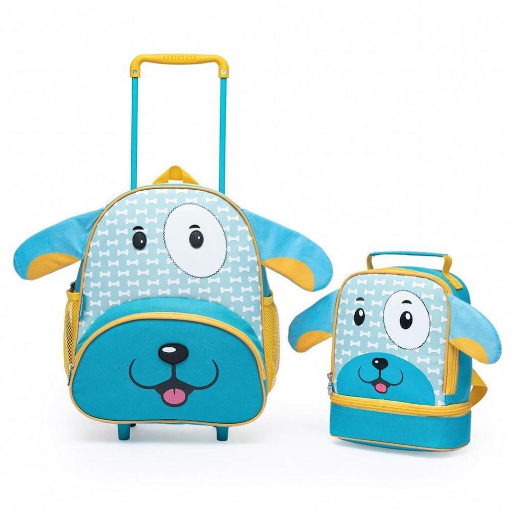 Kit Mochila Rodinha Escolar Resistente Lancheira Térmica Creche
