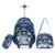Kit Mochila Rodinha Menina Sereia Estojo Organizador Lancheira Térmica 27 Litros - Azul