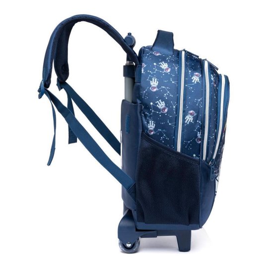 Kit Mochila Rodinha Menina Sereia Estojo Organizador Lancheira Térmica 27 Litros