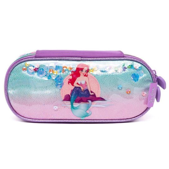 Kit Mochila Rodinha Menina Sereia Estojo Organizador Lancheira Térmica 27 Litros