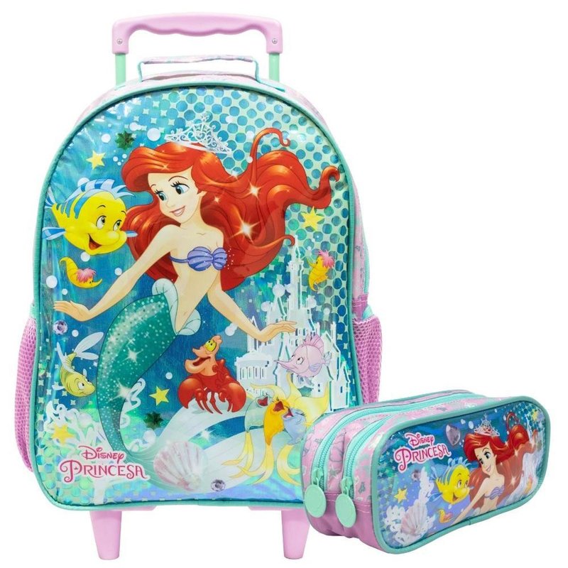 Kit Mochila Rodinhas e Estojo Pequena Sereia Ariel Disney em oferta na Shopee Kit Mochila Rodinhas e Estojo Pequena Sereia Ariel Disney