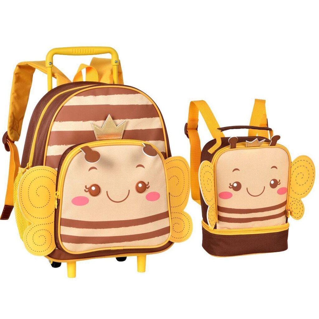 Kit Mochila Rodinhas e Lancheira Creche Pets