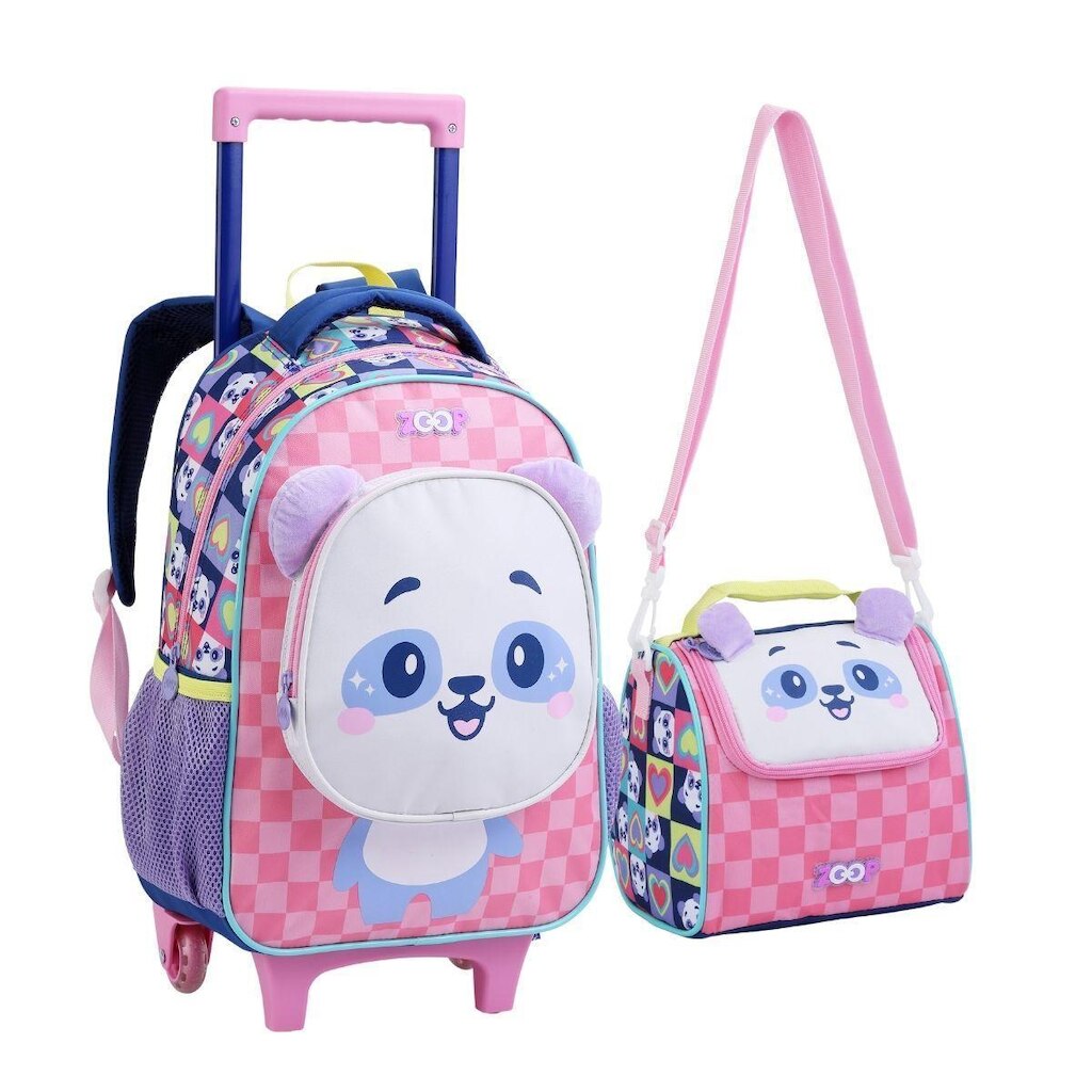Kit Mochila Rodinhas e Lancheira Infantil Animais
