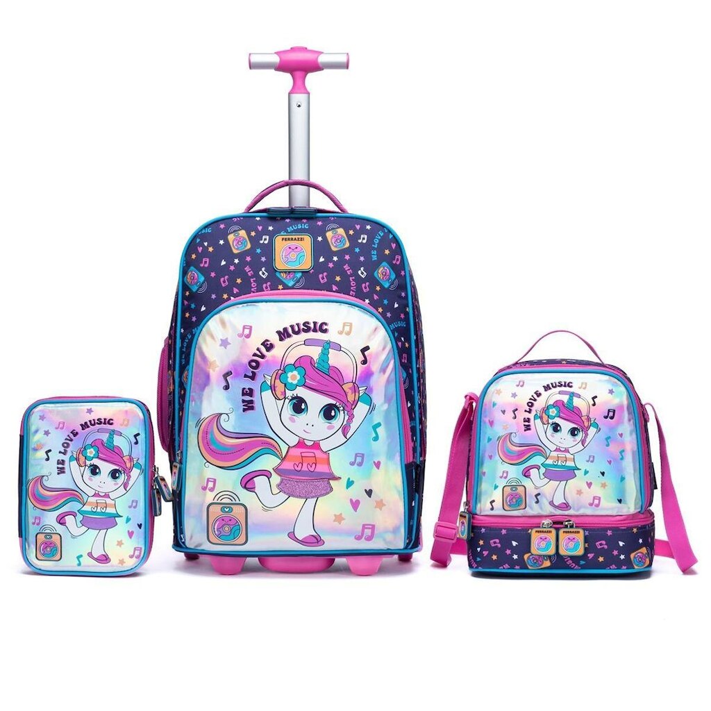 Kit Mochila Rodinhas Espaçosa Infantil Menino