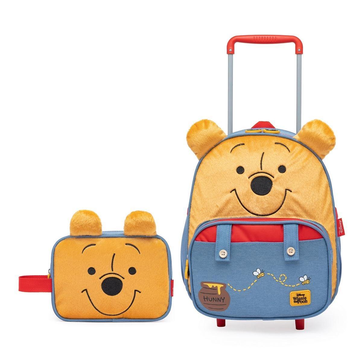 Kit Mochila Rodinhas Estojo Escolar Infantil Ursinho Pooh Disney Menino ...