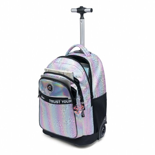 Kit Mochila Rodinhas Estojo Lancheira Coban Infantil Feminino Escolar