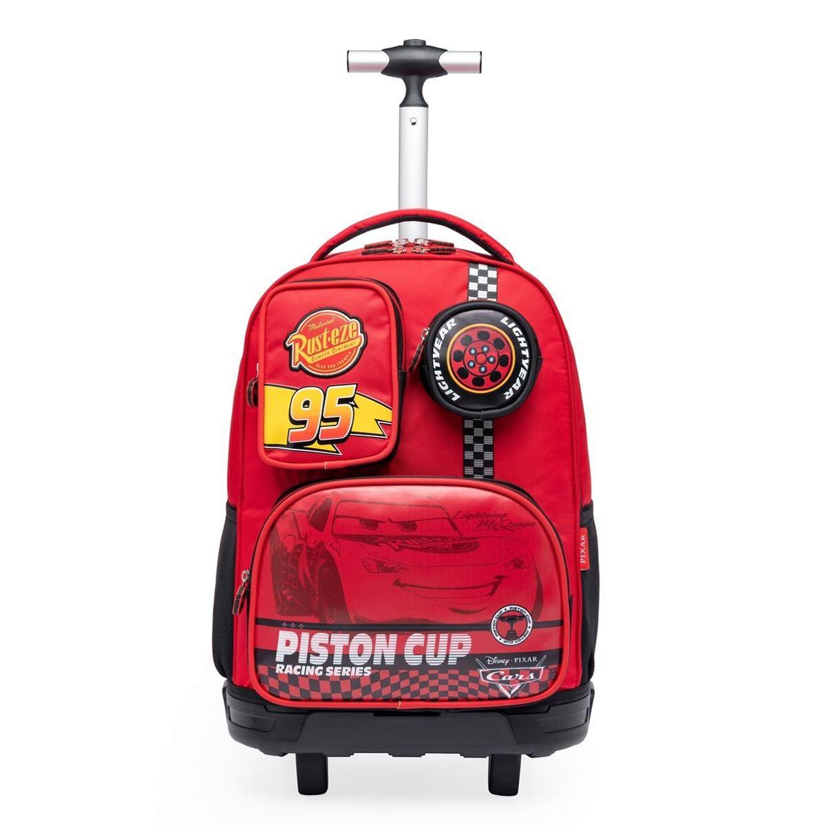 Kit Mochila Rodinhas Infantil Carros Relâmpago McQueen Lancheira Estojo ...