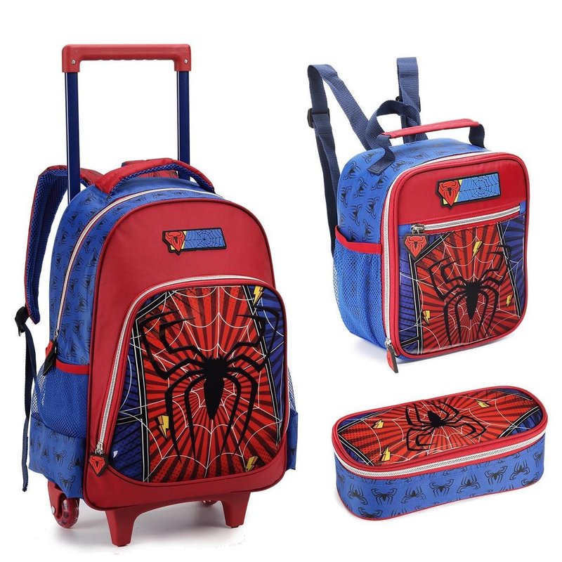Kit Mochila Rodinhas Infantil Menino Dark Spider Vermelho em oferta na Shopee Kit Mochila Rodinhas Infantil Menino Dark Spider Vermelho