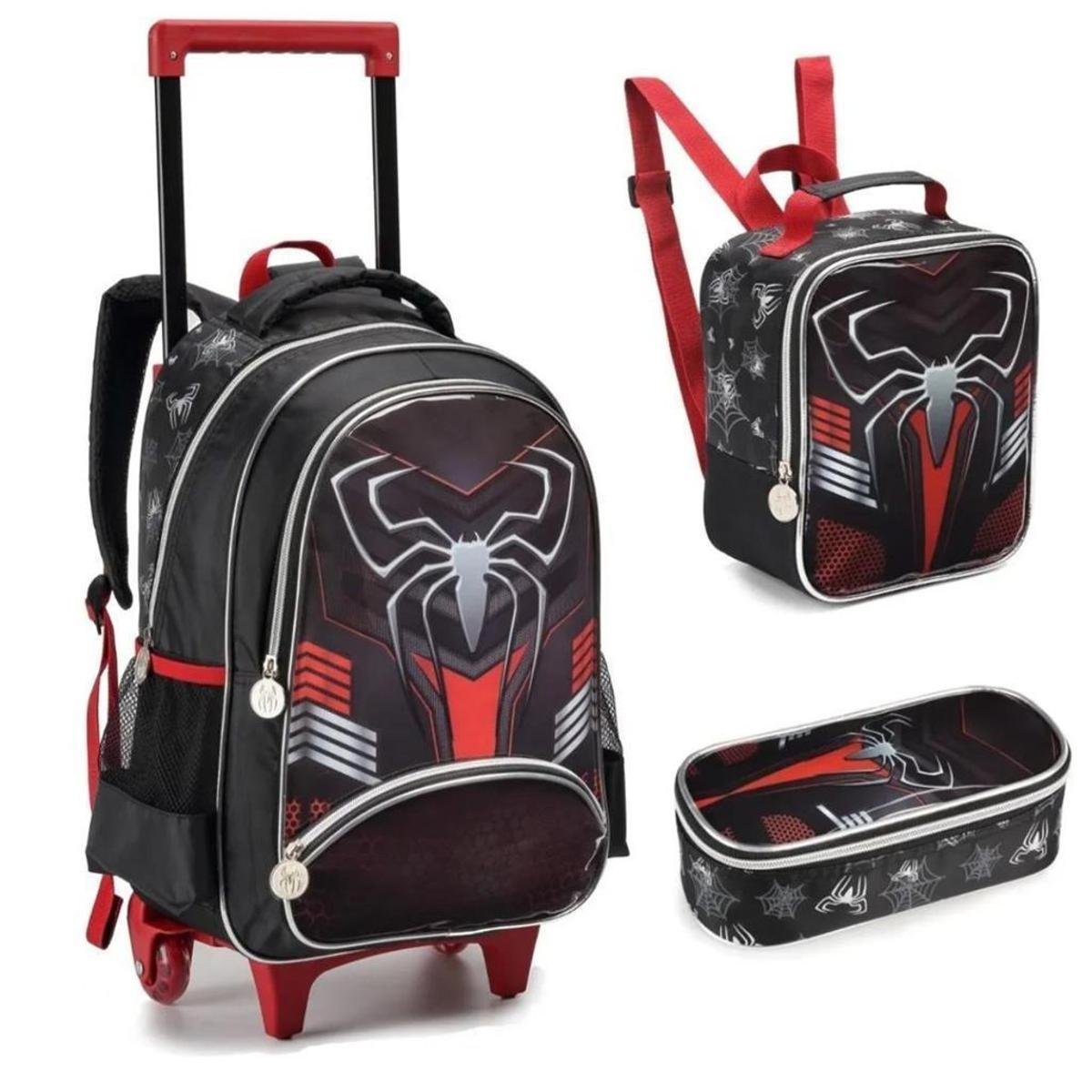 Kit Mochila Rodinhas Lancheira Estojo Spider Man Dark Homem Aranha Miles Aranhaverso Denlex Menor preço em Kit Mochila Rodinhas Lancheira Estojo Spider Man Dark Homem Aranha Miles Aranhaverso Denlex