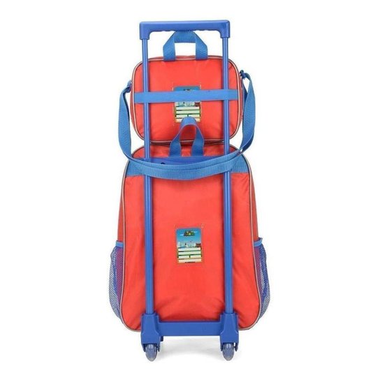 Kit Mochila Rodinhas Lancheira Infantil Menino Escolar Luxcel Super Mario Bros Luigi