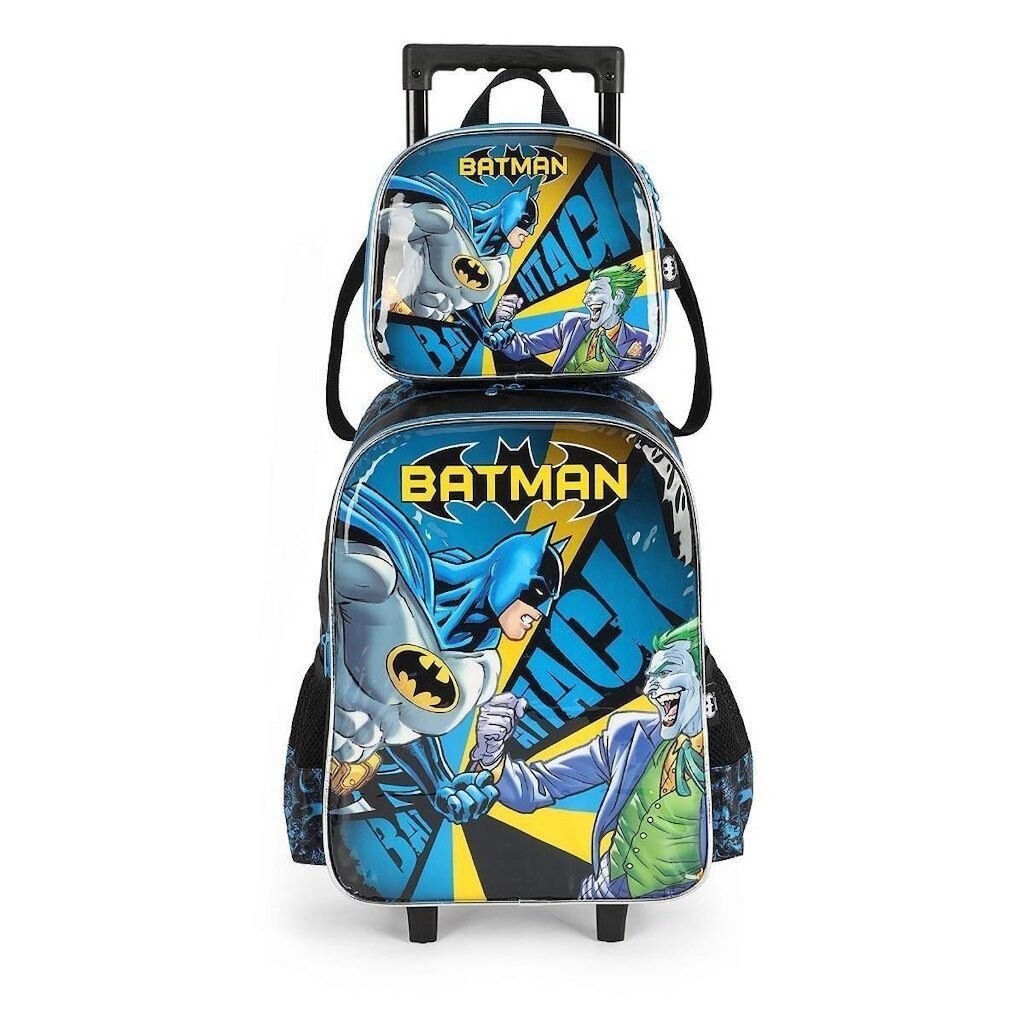 Kit Mochila Rodinhas Lancheira Luxcel Batman Azul