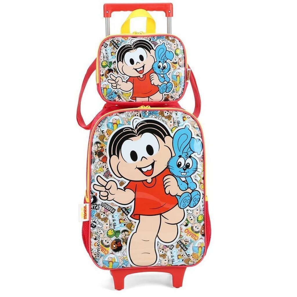 Kit Mochila Rodinhas Lancheira Luxcel Turma da Mônica