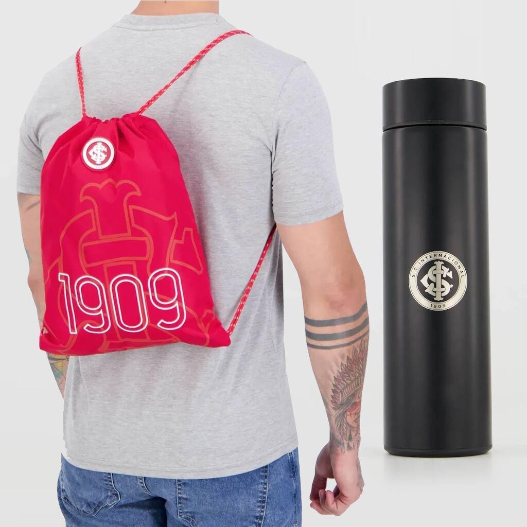 Kit Mochila Saquinho + Garrafa Térmica Display Internacional