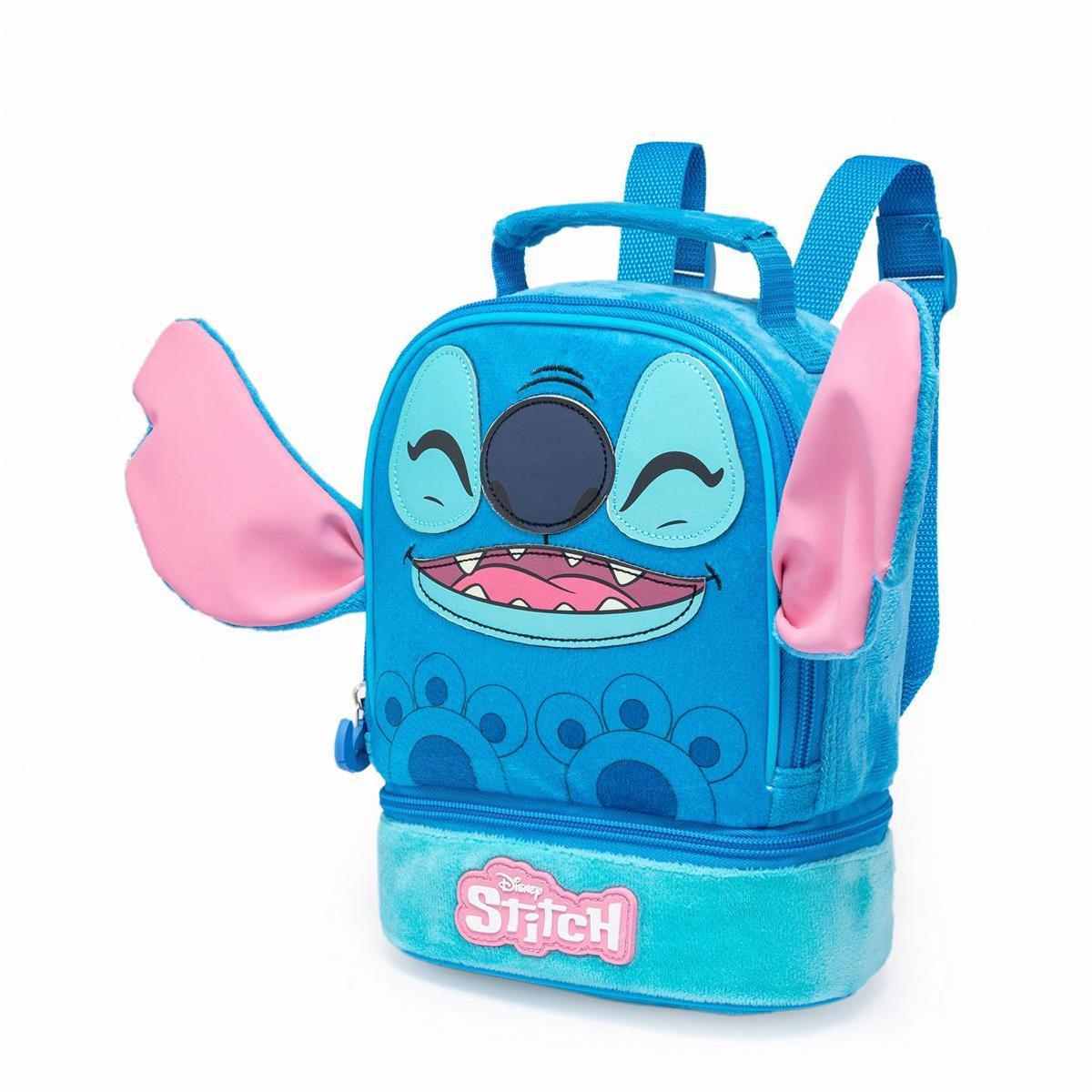 Kit Mochila Stitch Disney Lancheira Pré Escolar Reforçada - Azul | Netshoes