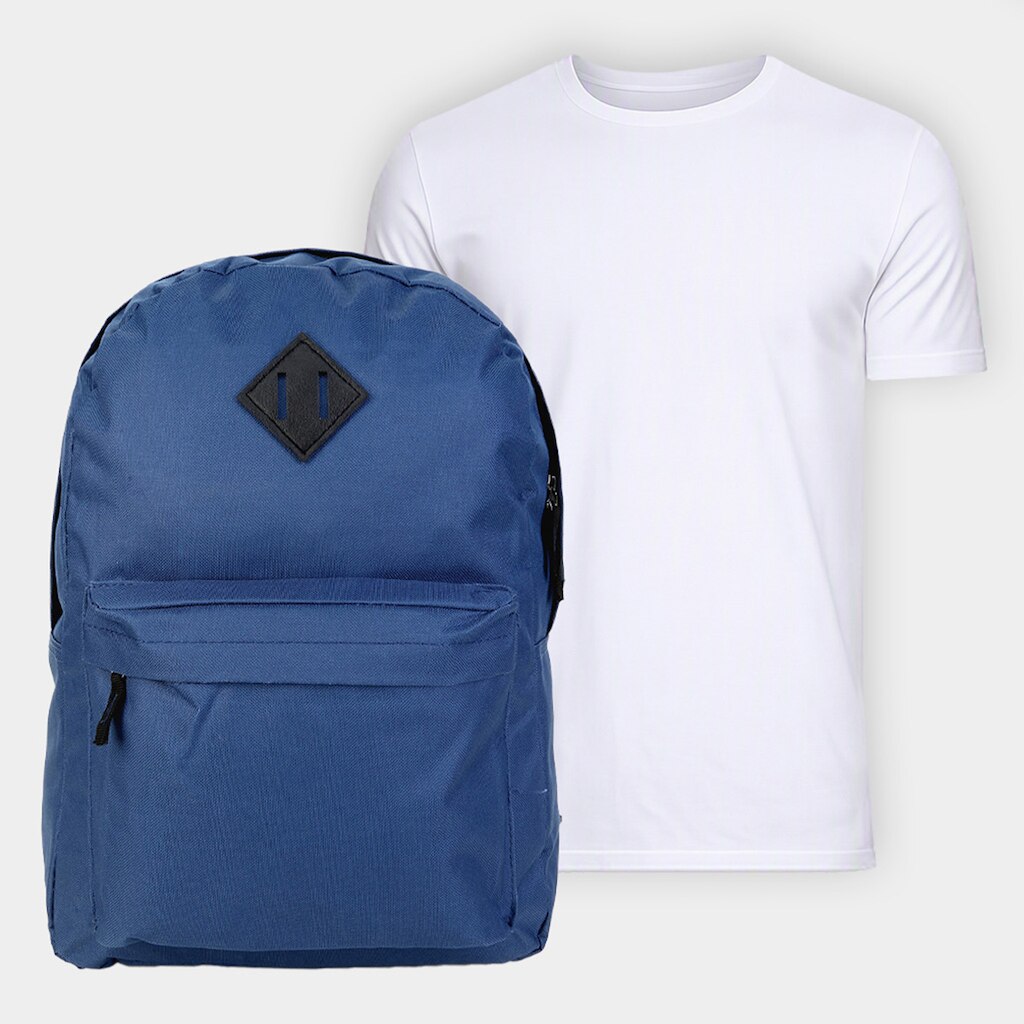 Kit Mochila Yins Brasil Basic II + Camiseta Básica Hering Slim Manga Curta Masculina