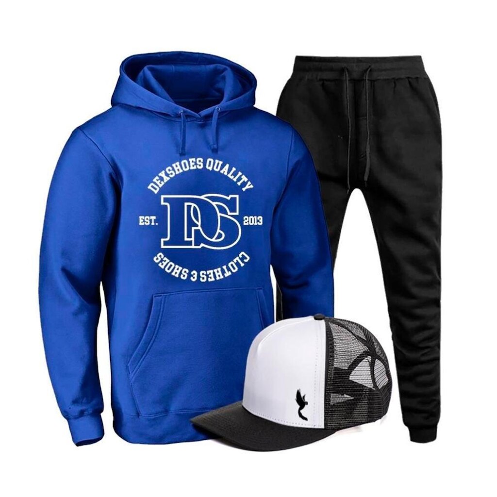 Kit Moletom Canguru Masculino Estampado Capuz + Boné Estilo
