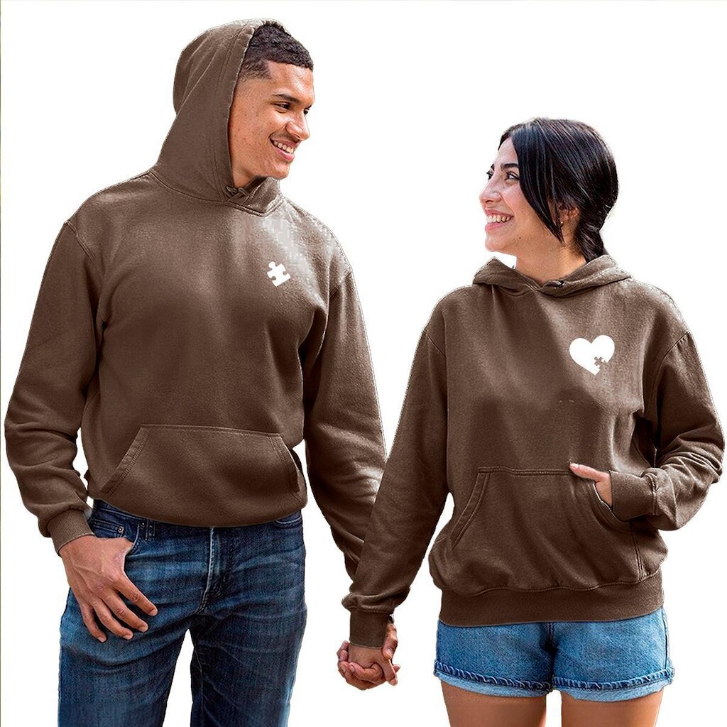 Kit Moletom Masculino e Feminino 2 Blusas Canguru com Bolso e Capuz Quebra Cabeça