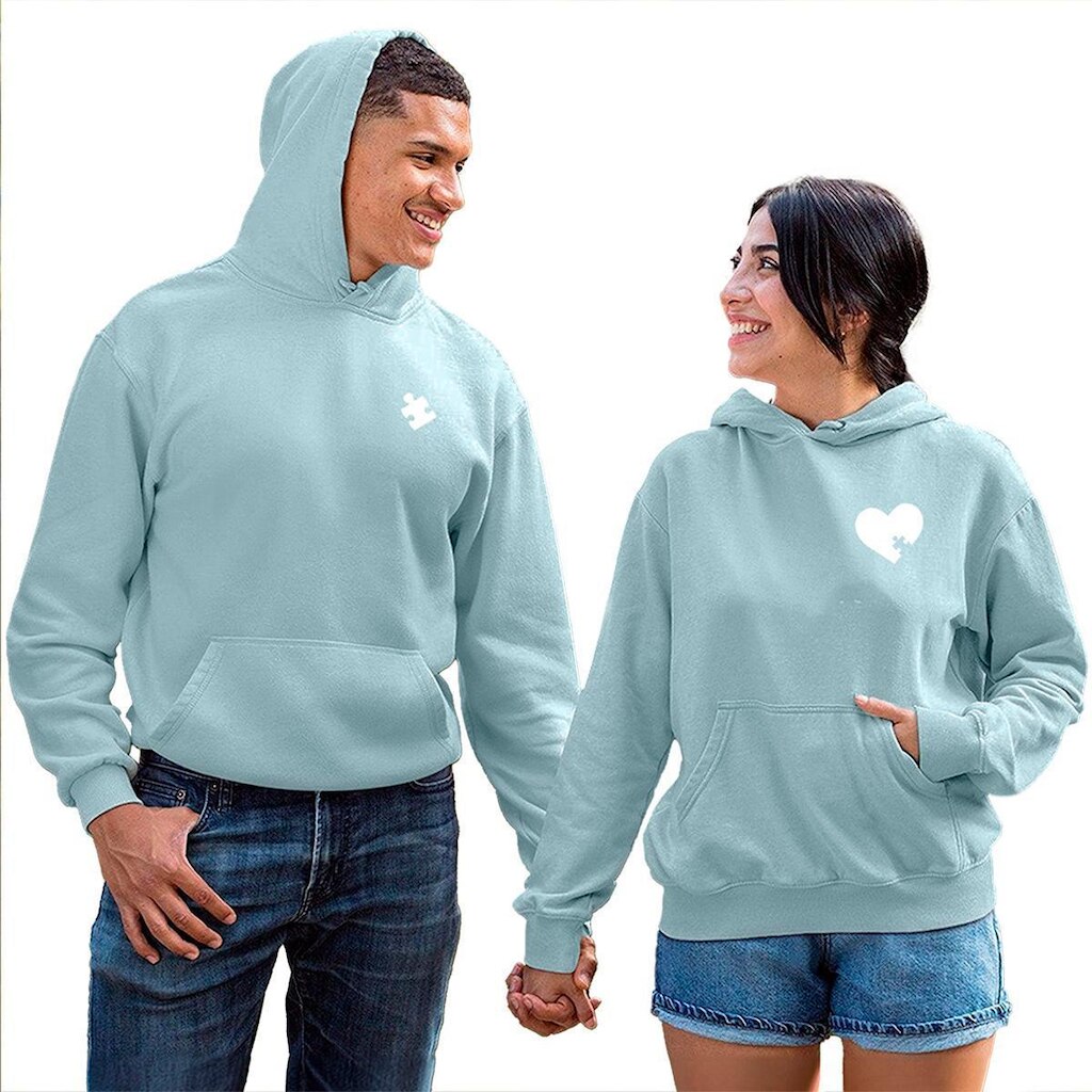 Kit Moletom Masculino e Feminino 2 Blusas Canguru com Bolso e Capuz Quebra Cabeça