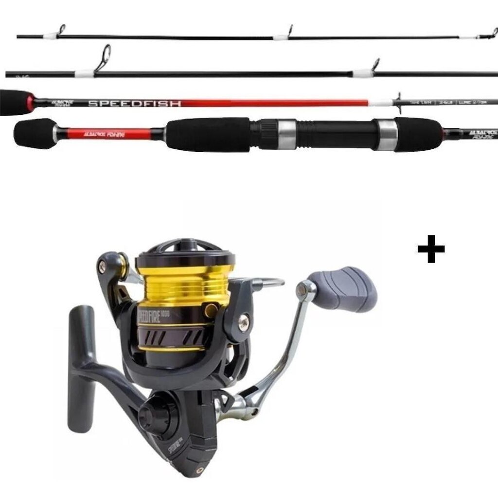 Kit Molinete Micro SpeedFire 1000 - Albatroz + Vara Speed Fish 1501 1,50mts 1 Parte - Albatroz
