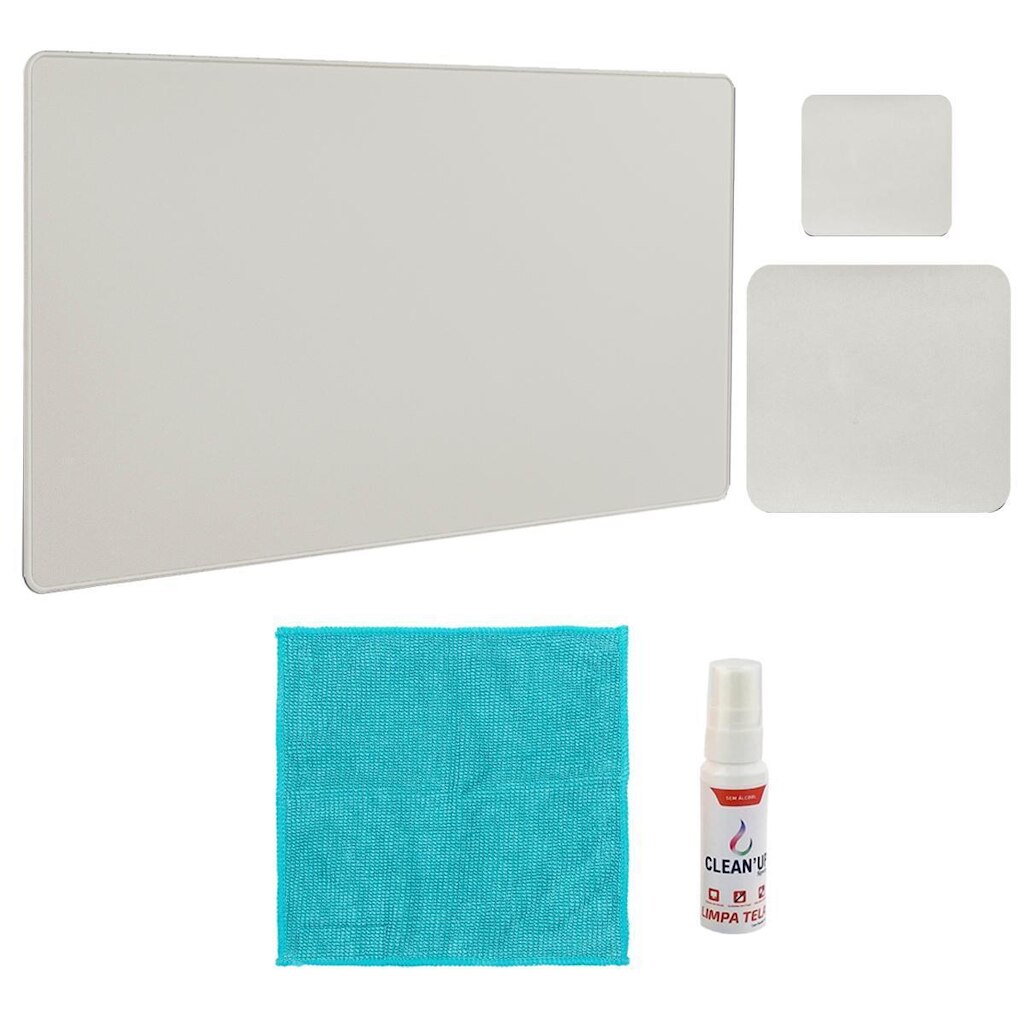 Kit Mouse Pad 43x30cm Apoio Notebook + 20x20cm Com Porta Copos E Kit Limpeza
