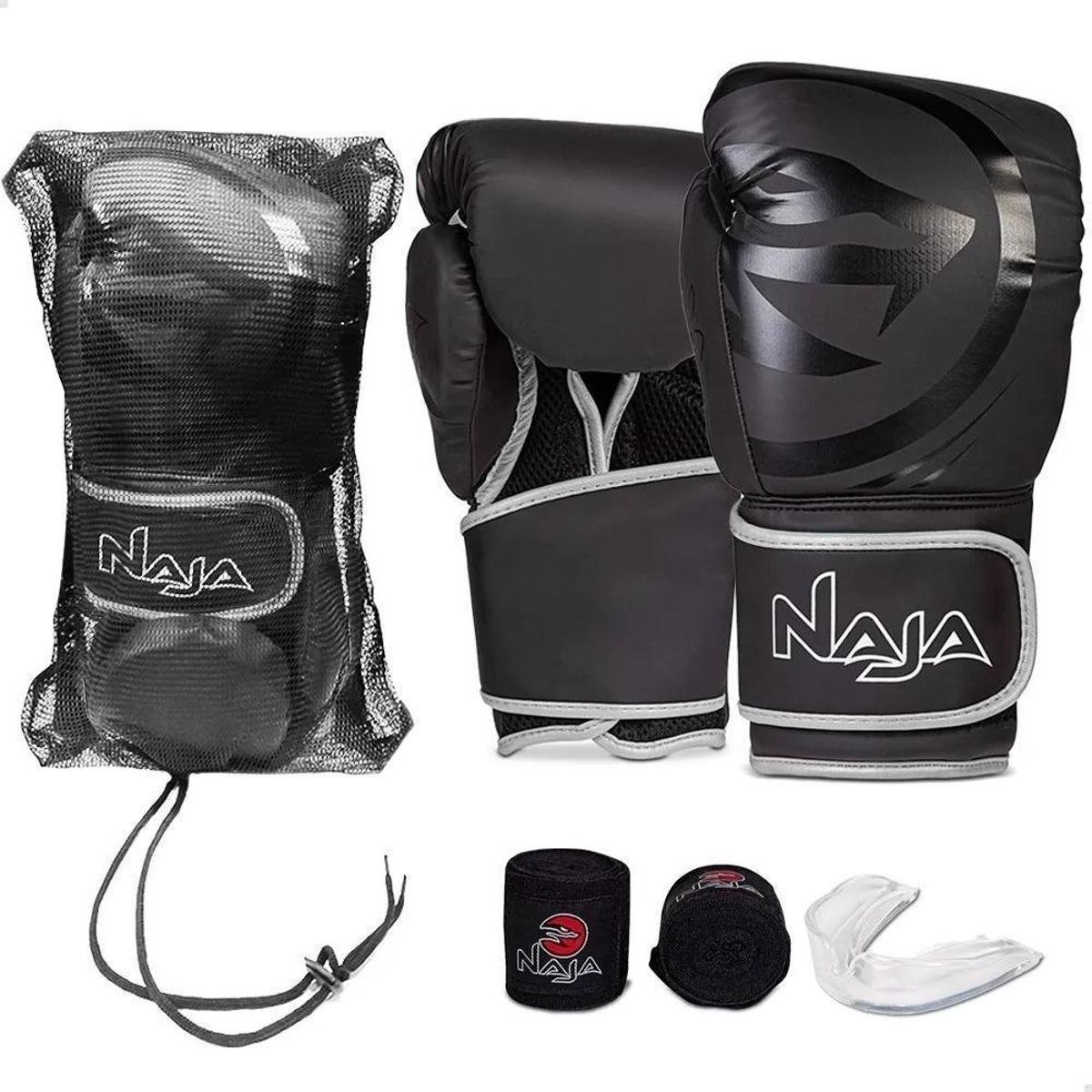 Kit Naja Luva Boxe Bandagem Protetor Bucal Kit Completo