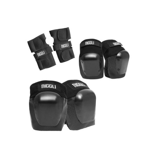 Kit Niggli Pads Proteção Completo Juvenil E Adulto - Preto Menor preço em Kit Niggli Pads Proteção Completo Juvenil E Adulto - Preto