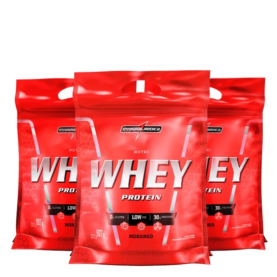 Kit Nutri Whey Protein 3x 907 g Refi - IntegralMédica Menor preço em Kit Nutri Whey Protein 3x 907 g Refi - IntegralMédica