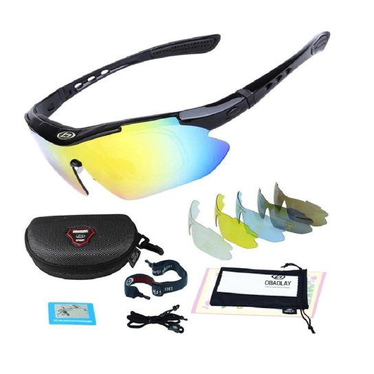 Kit Óculos de Sol Esportivo BT Ciclismo Com 5 Lentes - Preto Menor preço em Kit Óculos de Sol Esportivo BT Ciclismo Com 5 Lentes - Preto