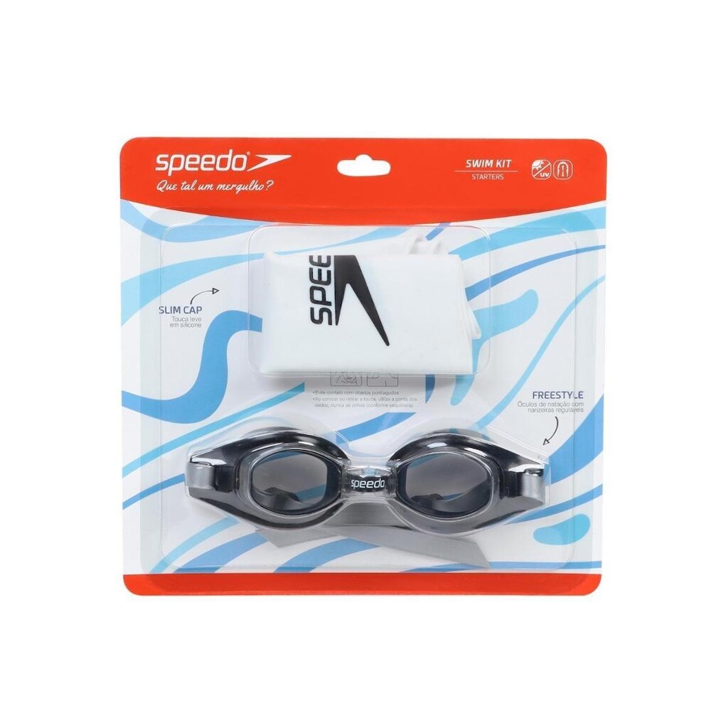 Kit Óculos e Touca Silicone Natação Swin Freestyle Speedo