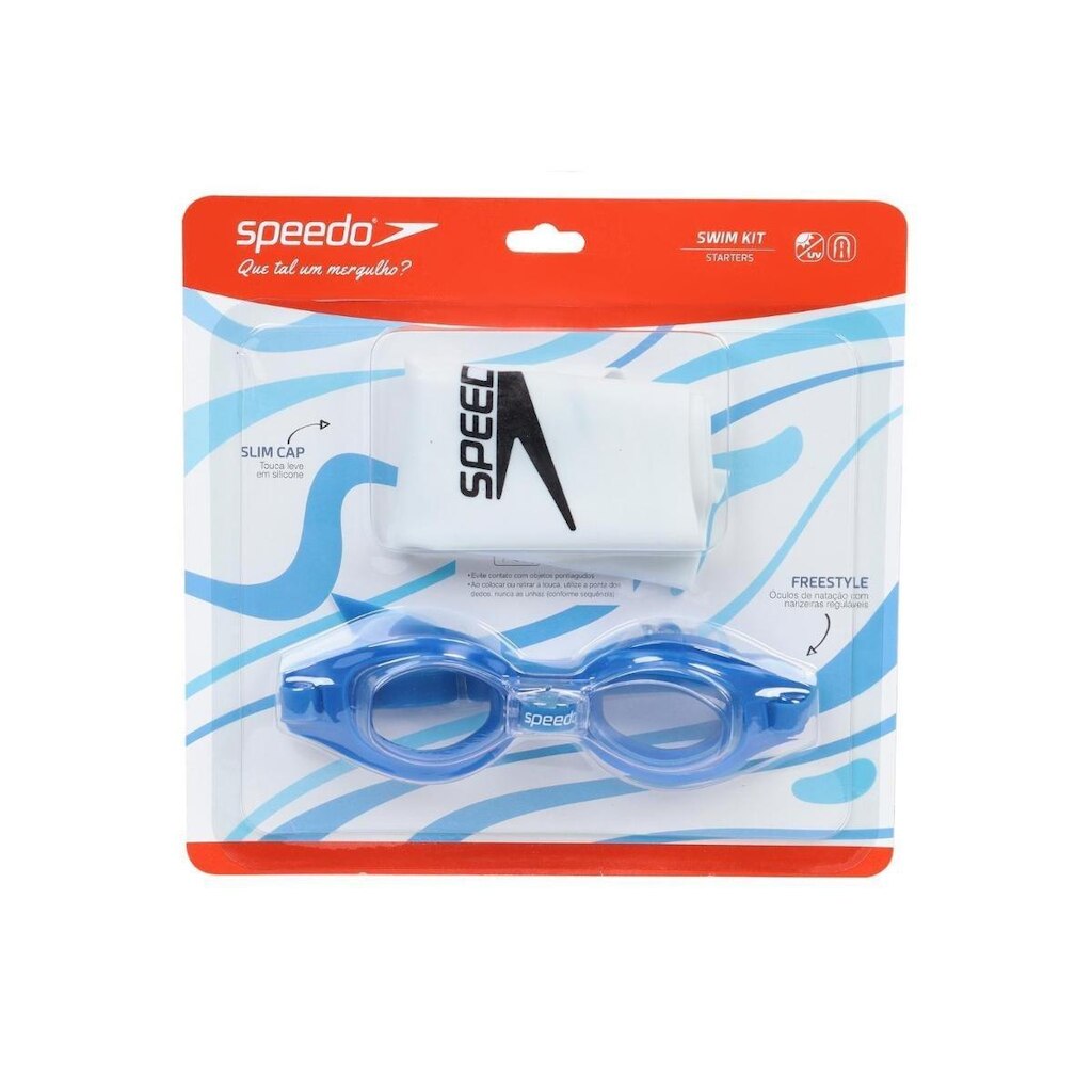 Kit Óculos e Touca Silicone Natação Swin Freestyle Speedo