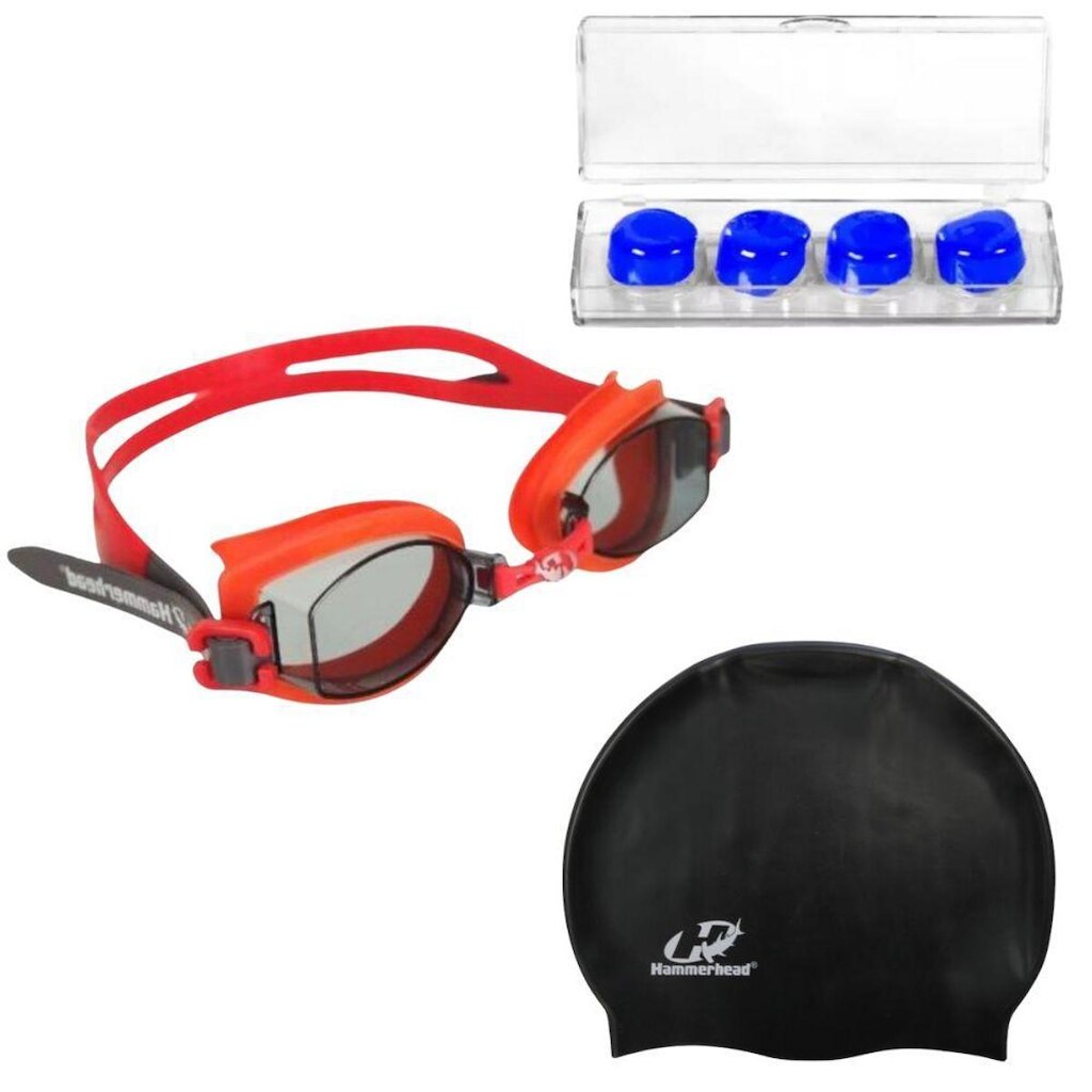 Kit Óculos Natação Vortex 2.0 + Touca Slim Hammerhead + Protetor de ouvido