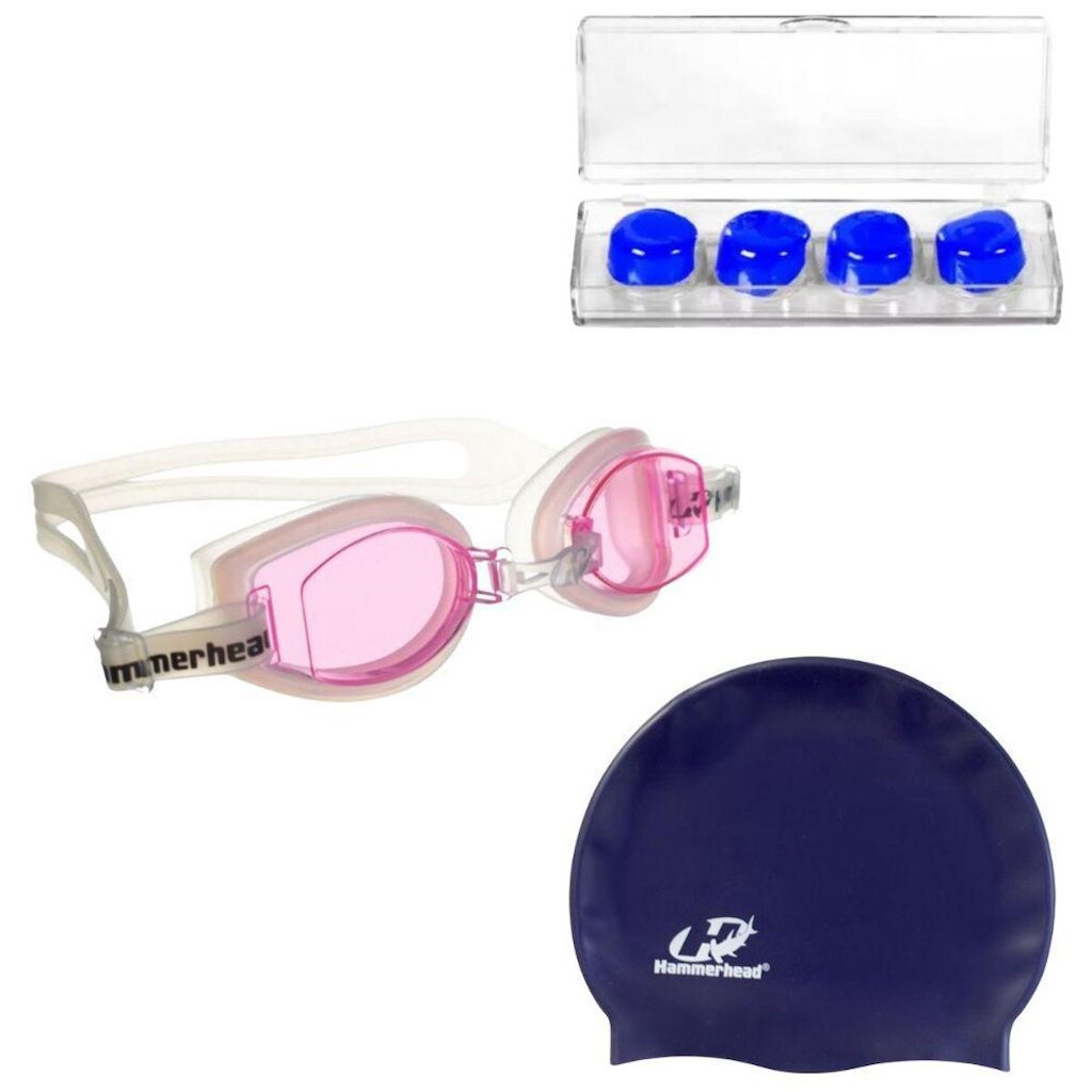 Kit Óculos Natação Vortex 2.0 + Touca Slim Hammerhead + Protetor de ouvido