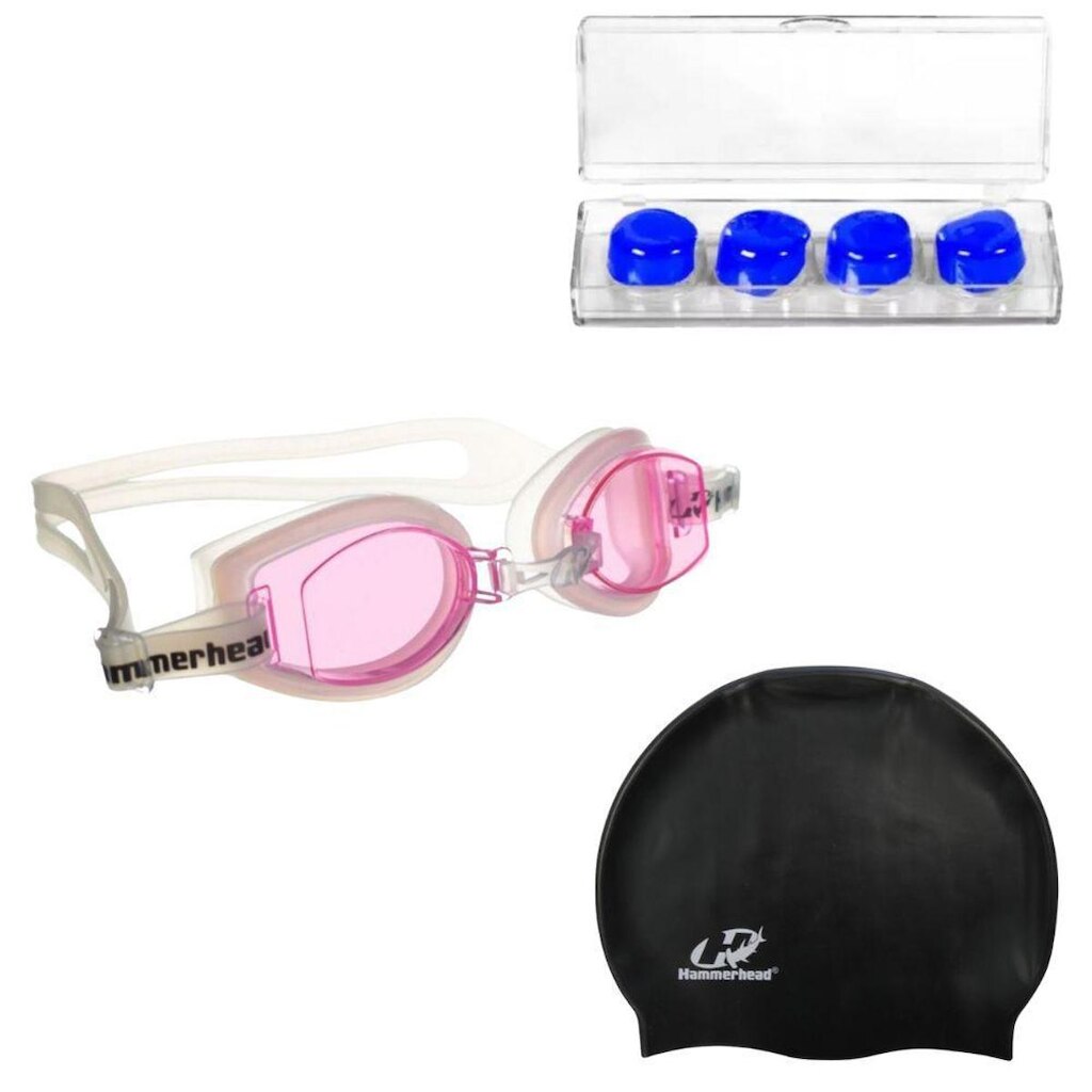 Kit Óculos Natação Vortex 2.0 + Touca Slim Hammerhead + Protetor de ouvido