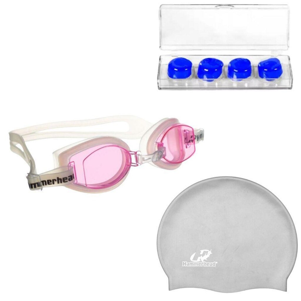 Kit Óculos Natação Vortex 2.0 + Touca Slim Hammerhead + Protetor de ouvido