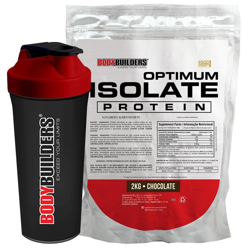 Kit Optimum Isolate Whey Protein 2kg + Coqueteleira - Bodybuilders