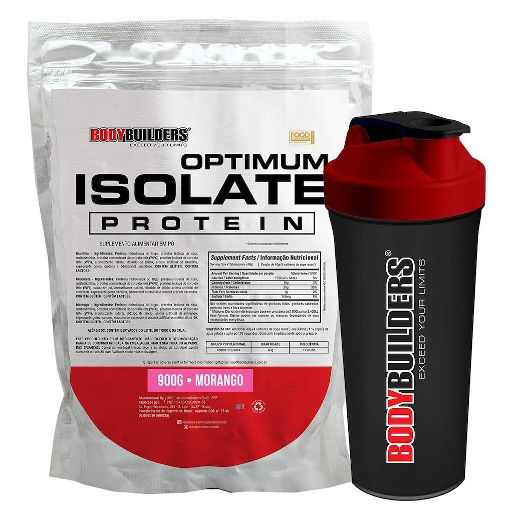 Kit Optimum Isolate Whey Protein 900g  +  Coqueteleira - Bodybuilders