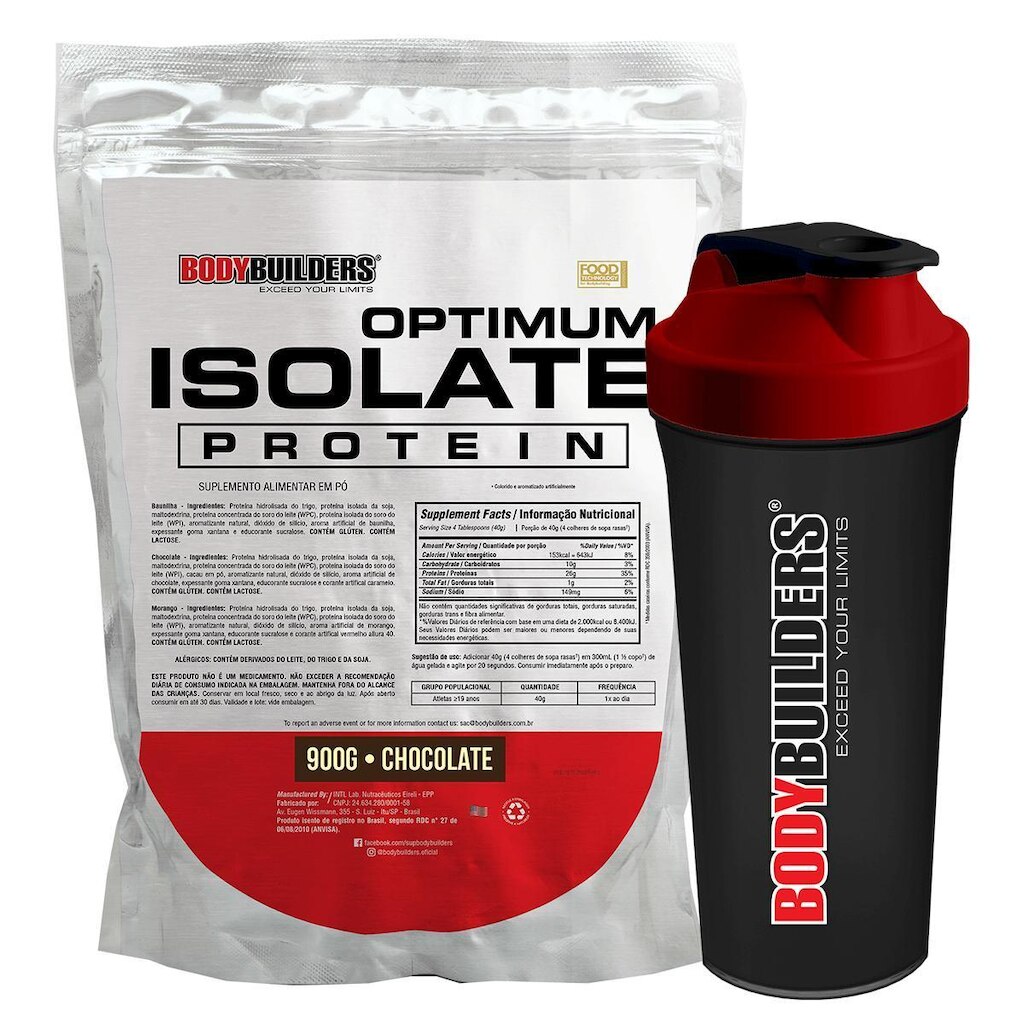 Kit Optimum Isolate Whey Protein 900g  +  Coqueteleira - Bodybuilders