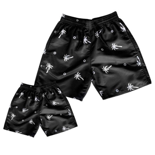 Kit Pai e Filho Short Tactel Masculino Bermudas Iguais Top - Preto Menor preço em Kit Pai e Filho Short Tactel Masculino Bermudas Iguais Top - Preto