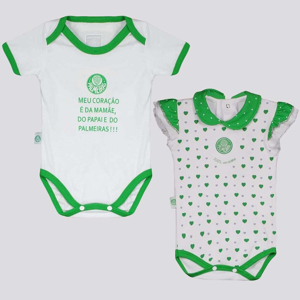 Kit Palmeiras Bodys Heart + Shield