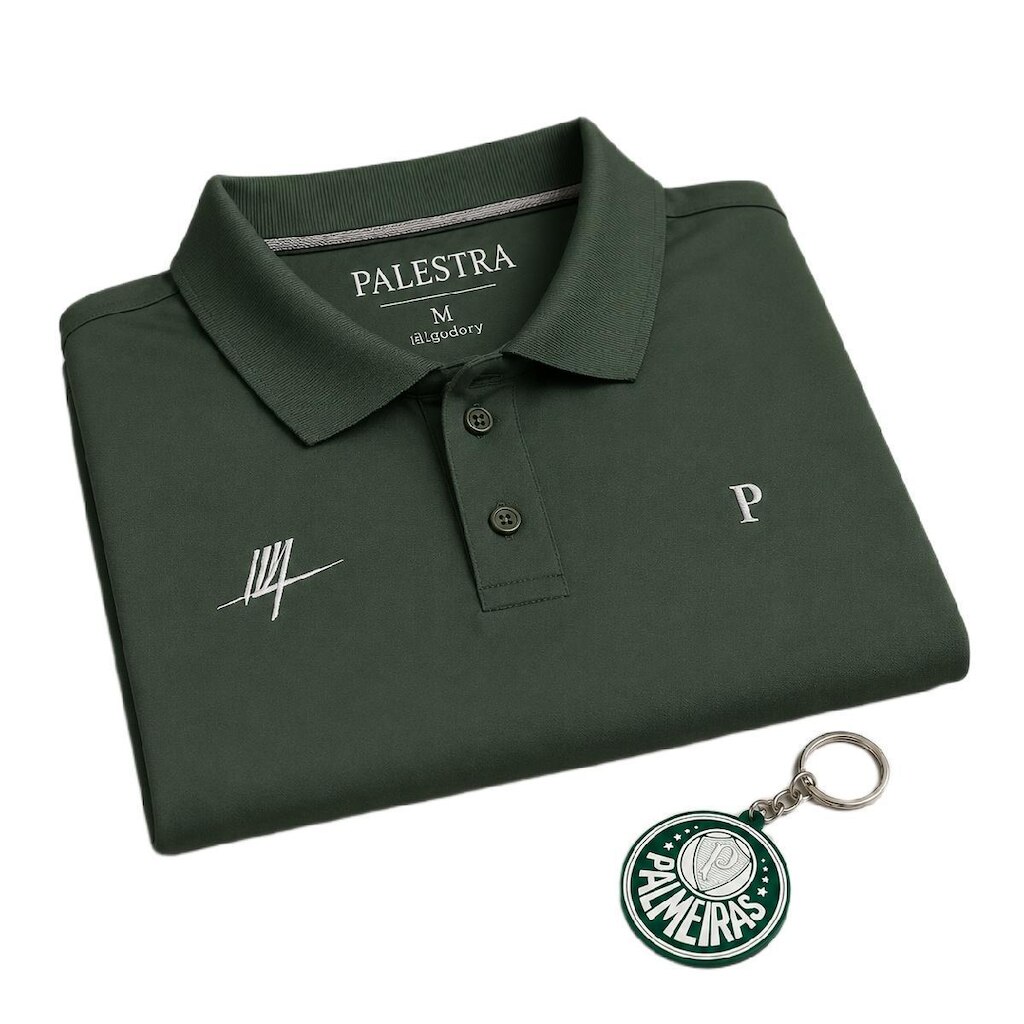 Kit Palmeiras Camisa Polo Abel Ferreira + Chaveiro Borracha Oficial