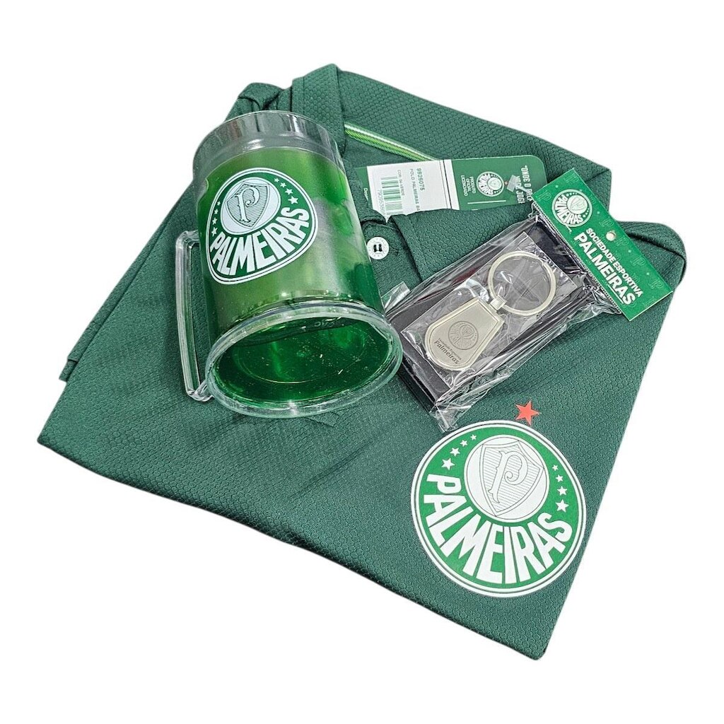 Kit Palmeiras Camisa Polo Basic + Caneca + Chaveiro - Masculino