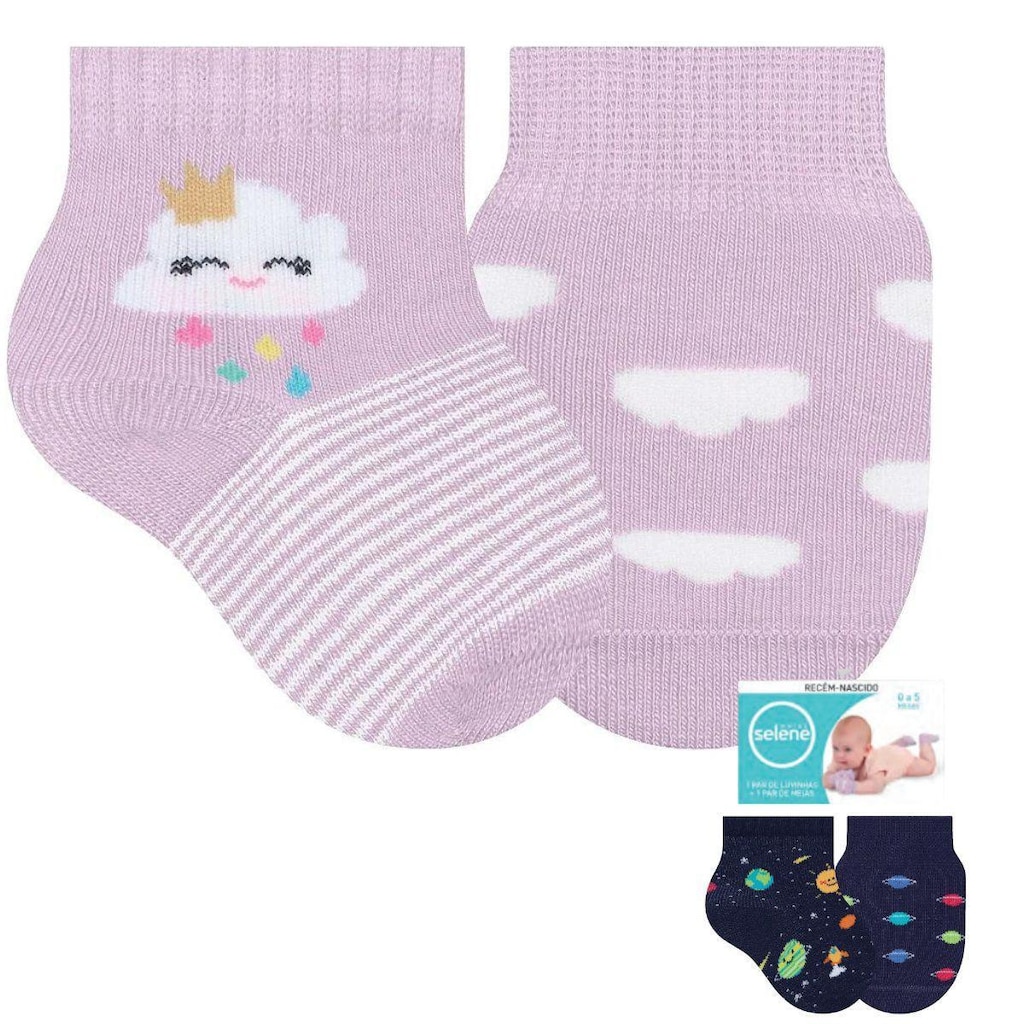 Kit Par de Meias e Luva Bebê Menina Selene 1006