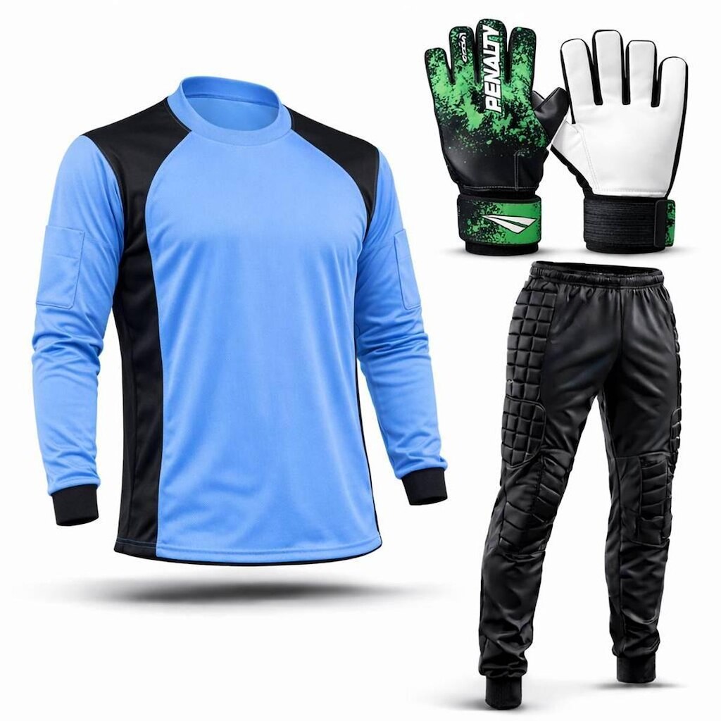 Kit Para Goleiro Juvenil Camisa + Calça Acolchoada + Luva De Goleiro Penalty