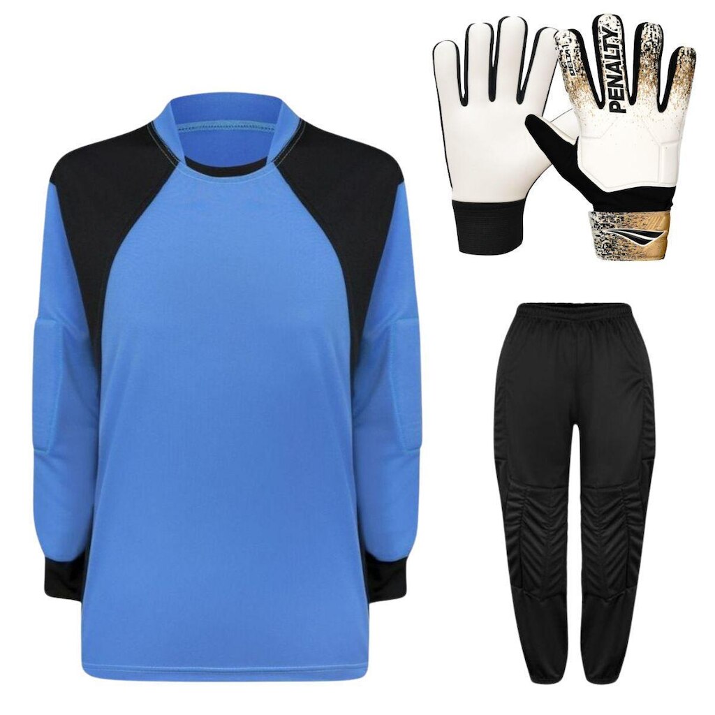 Kit Para Goleiro Juvenil Camisa + Calça Acolchoada + Luva De Goleiro Penalty